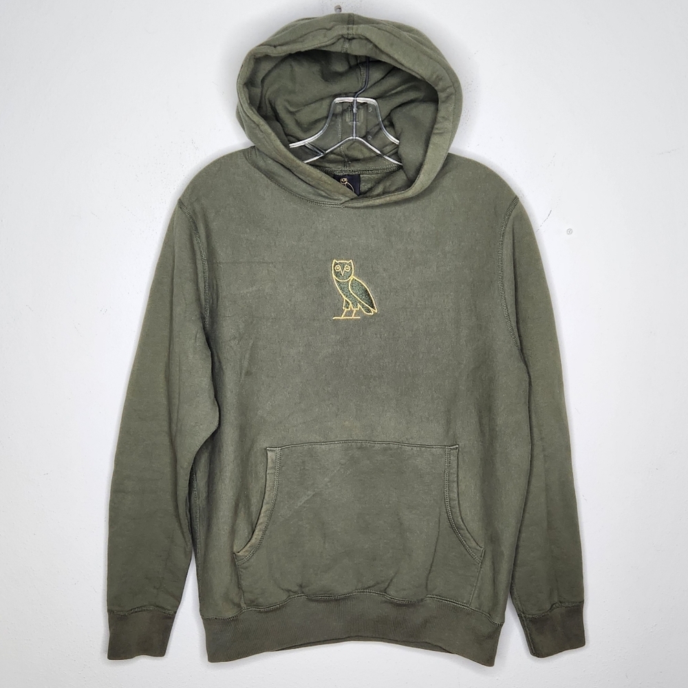OVO Center Owl Hoodie Mens Small Embroidered Green Gold Drake Octobers Very Own